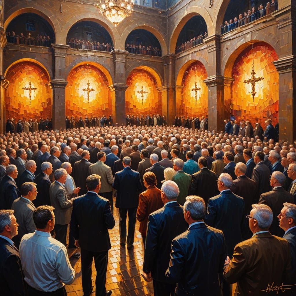 Town Meeting as Impasto Oil Painting