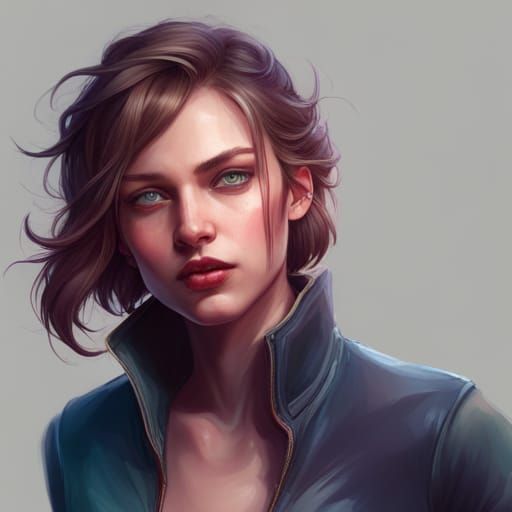 Detailed Portrait of Girl in Art Nouveau Style