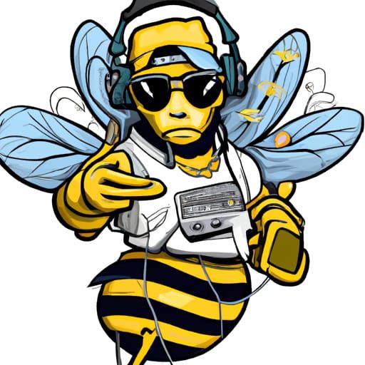 Bee in 90s Hip Hop Outfit: Comic Book Art