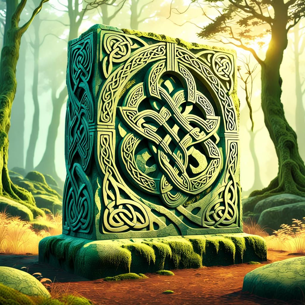 Mystical Celtic Knotwork Stone Monument
