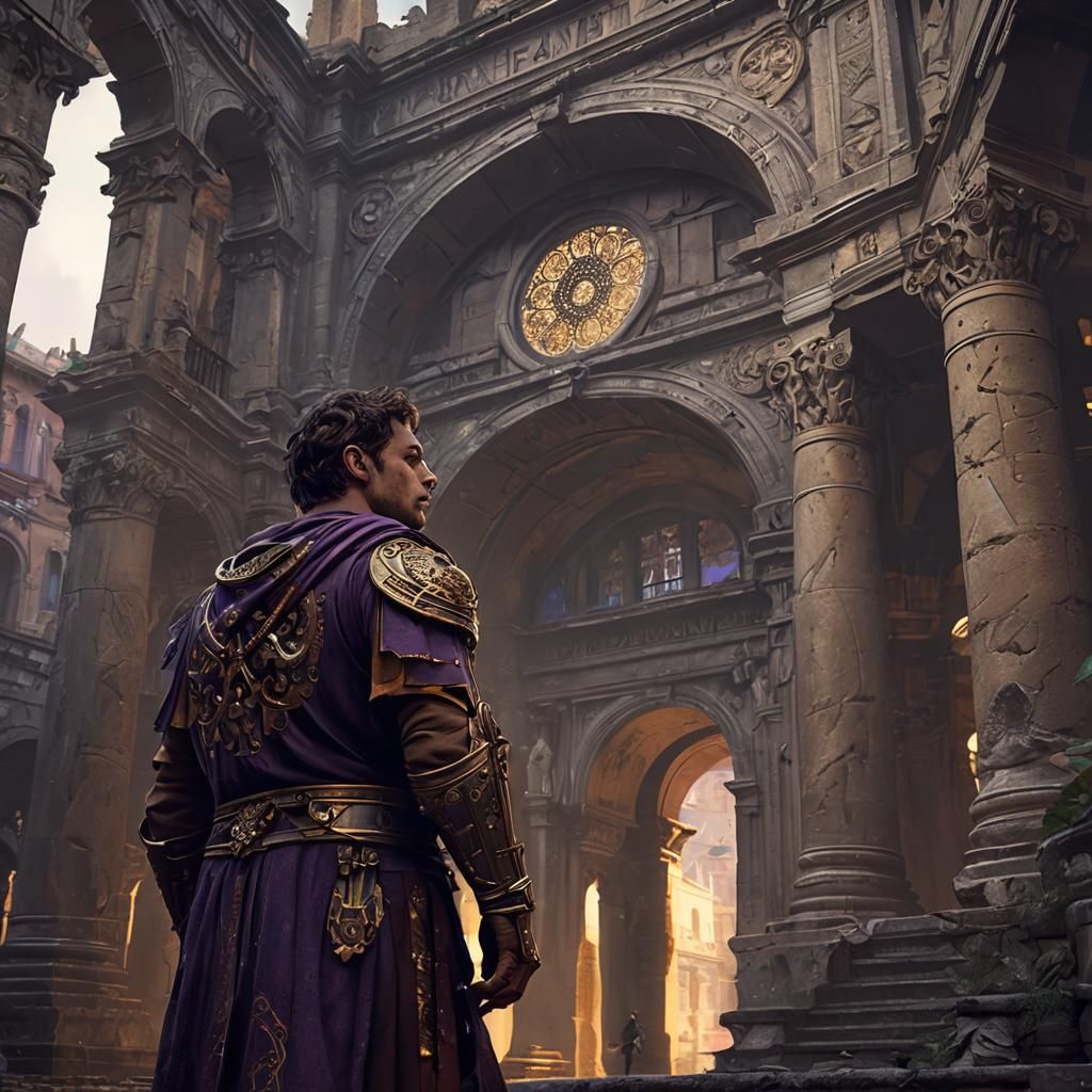 Man in Roman City: Dark Fantasy Concept Art