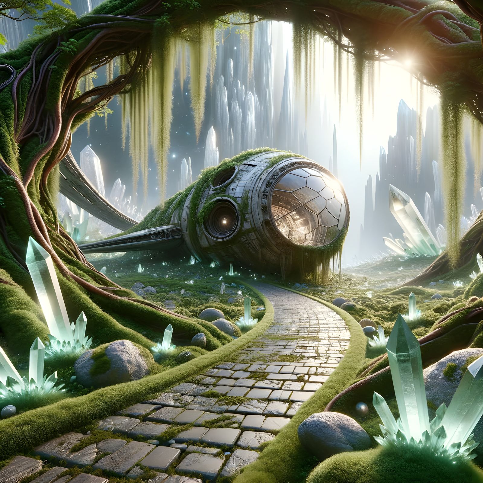 Ancient Spacecraft Discovered Amidst Crystal Mountains