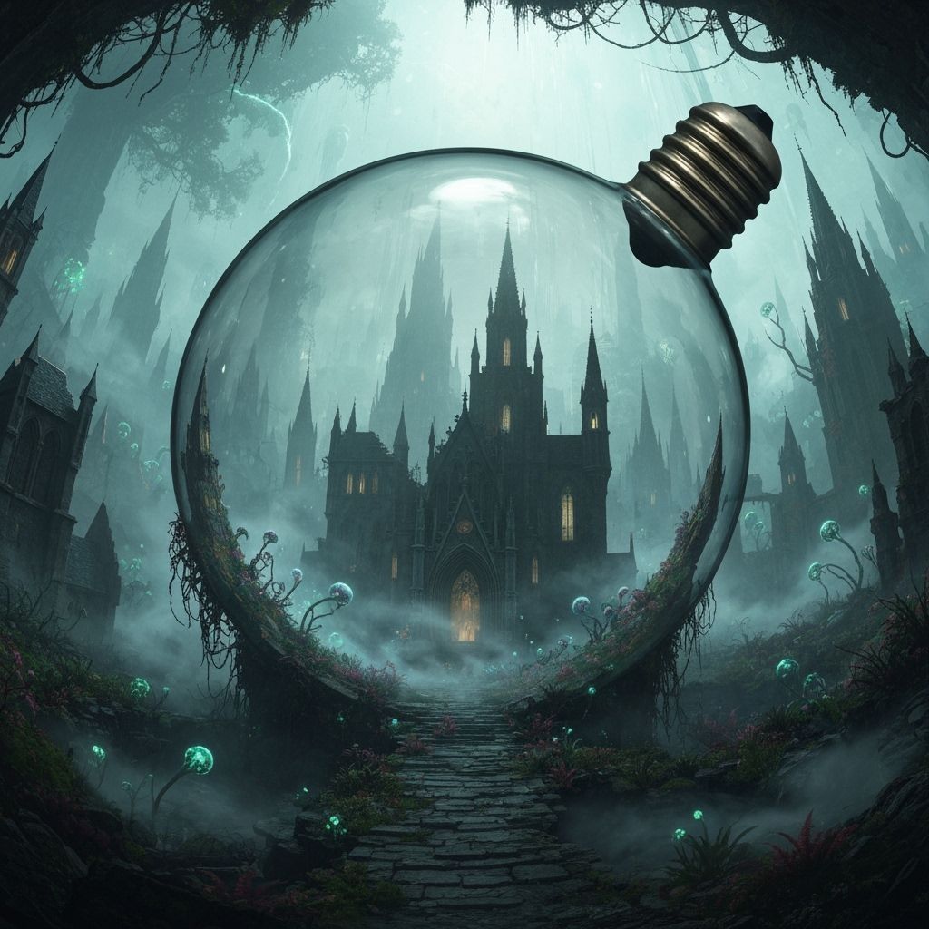 Cursed Medieval City Encased in Light Bulb