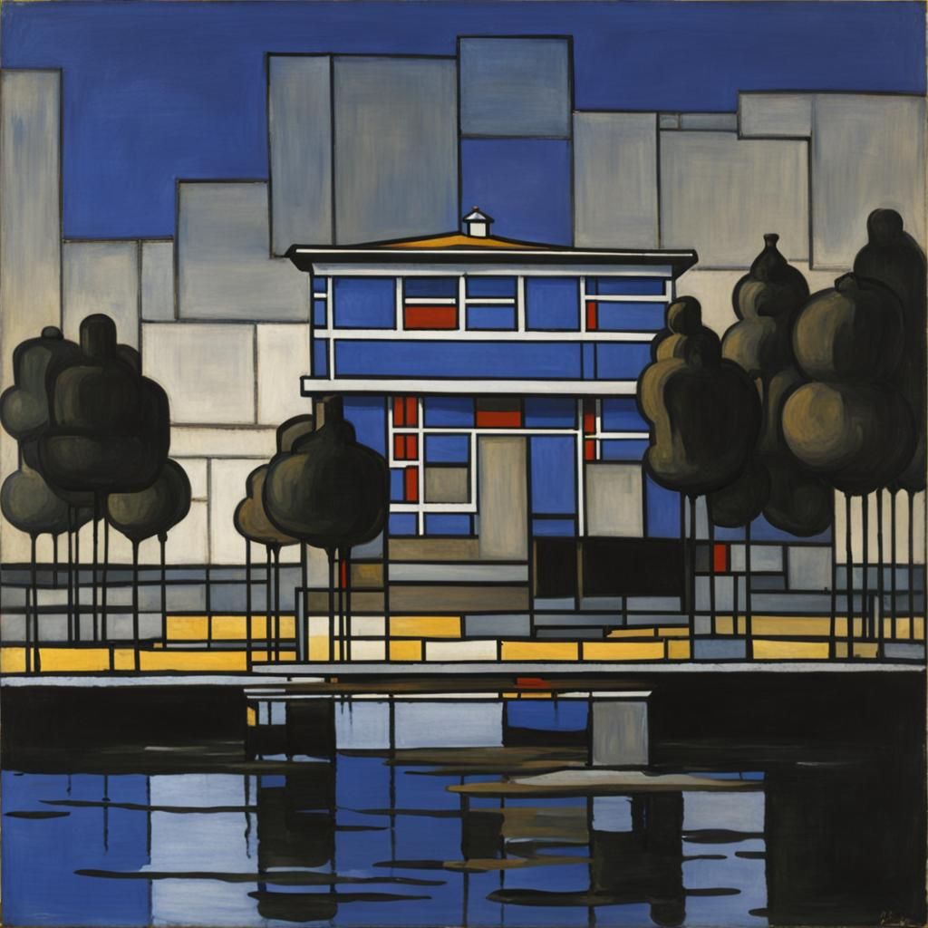 Abstract Geometric Composition in Mondrian Style