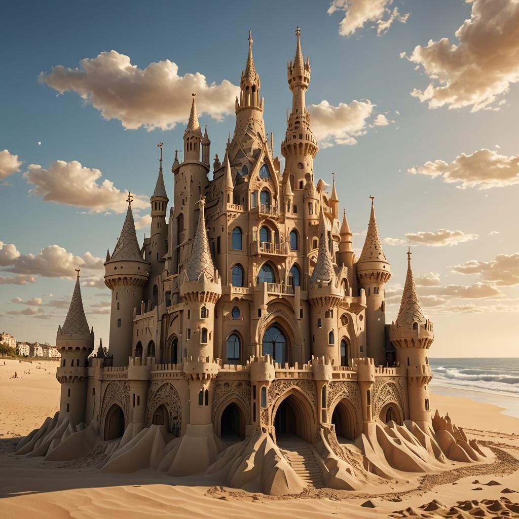 Surreal Sandcastle Inspired by Gaudí: Digital Art