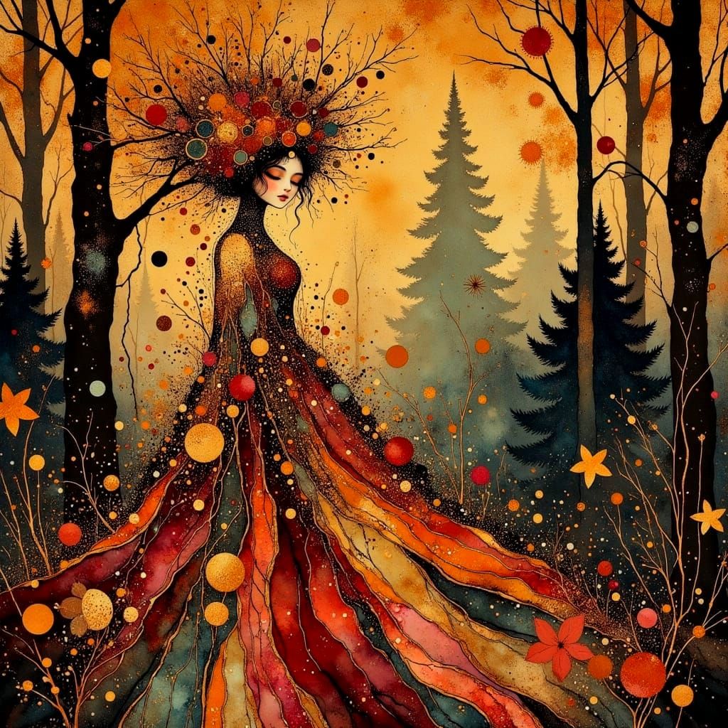 Golden Goddess of the Autumn Forest