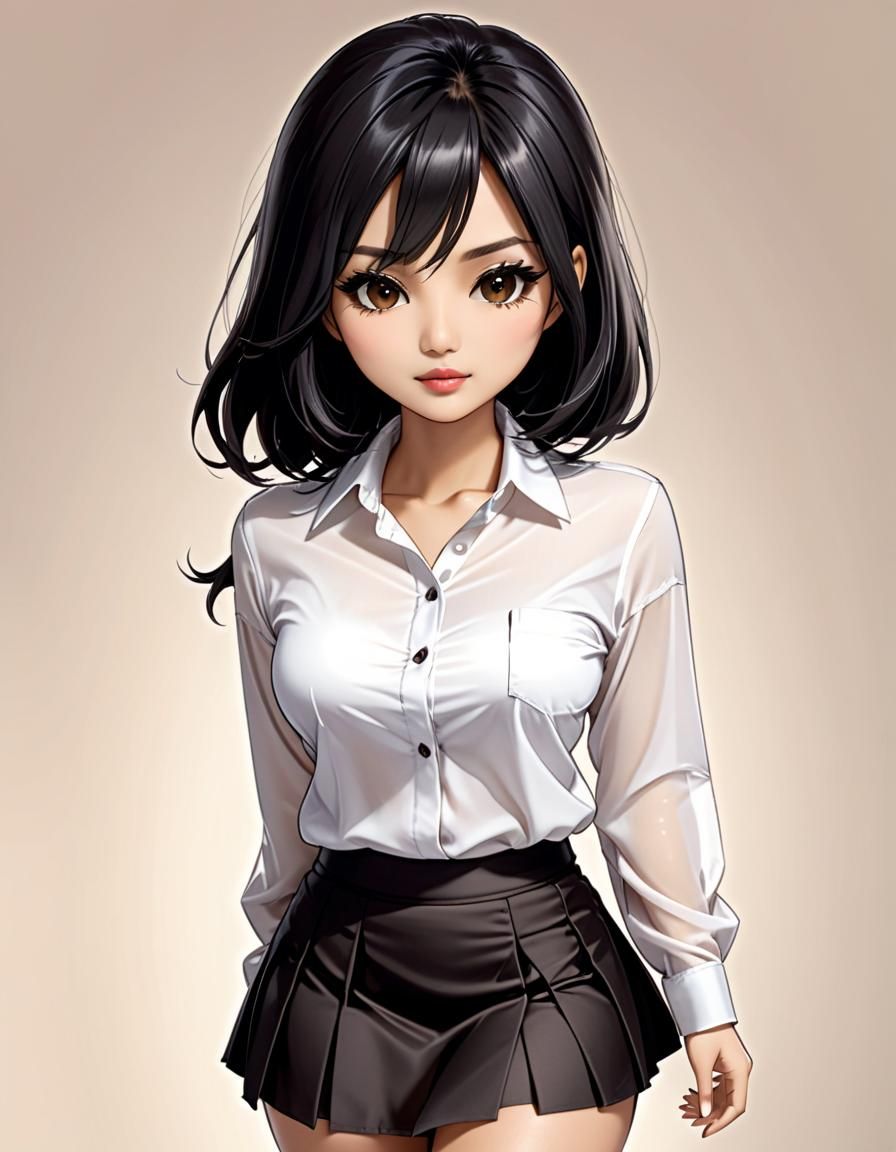 Chibi Style Indonesian Woman Selfie