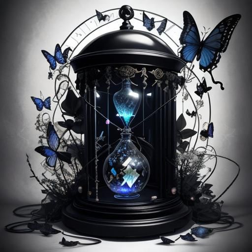 Ominous Scythe and Hourglass in Anime Style