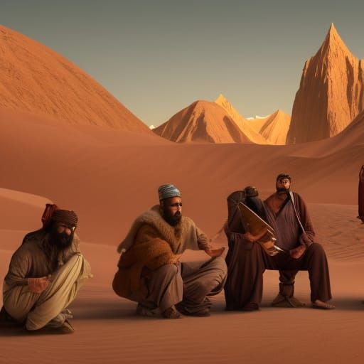 Desert People Around Fire: Matte Painting