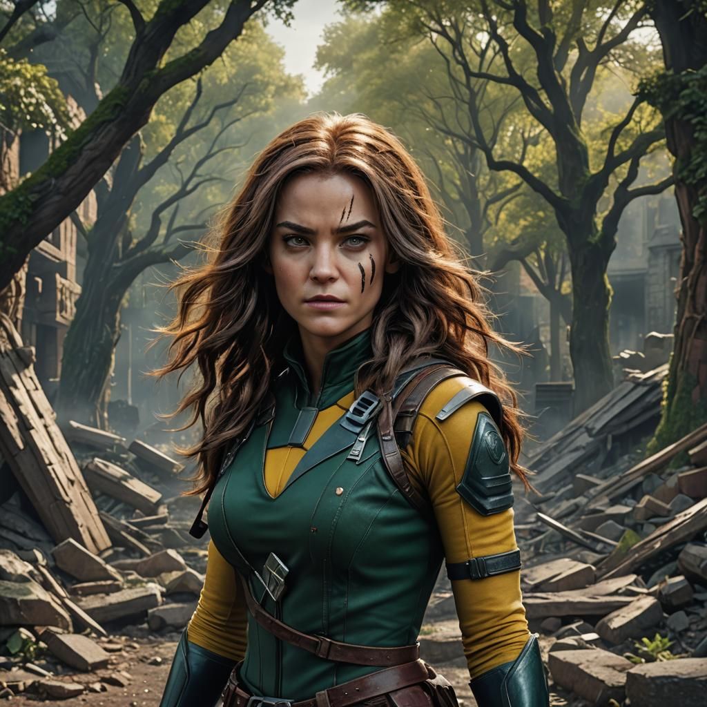 Detailed Portrait of Rogue from X-Men in 8k