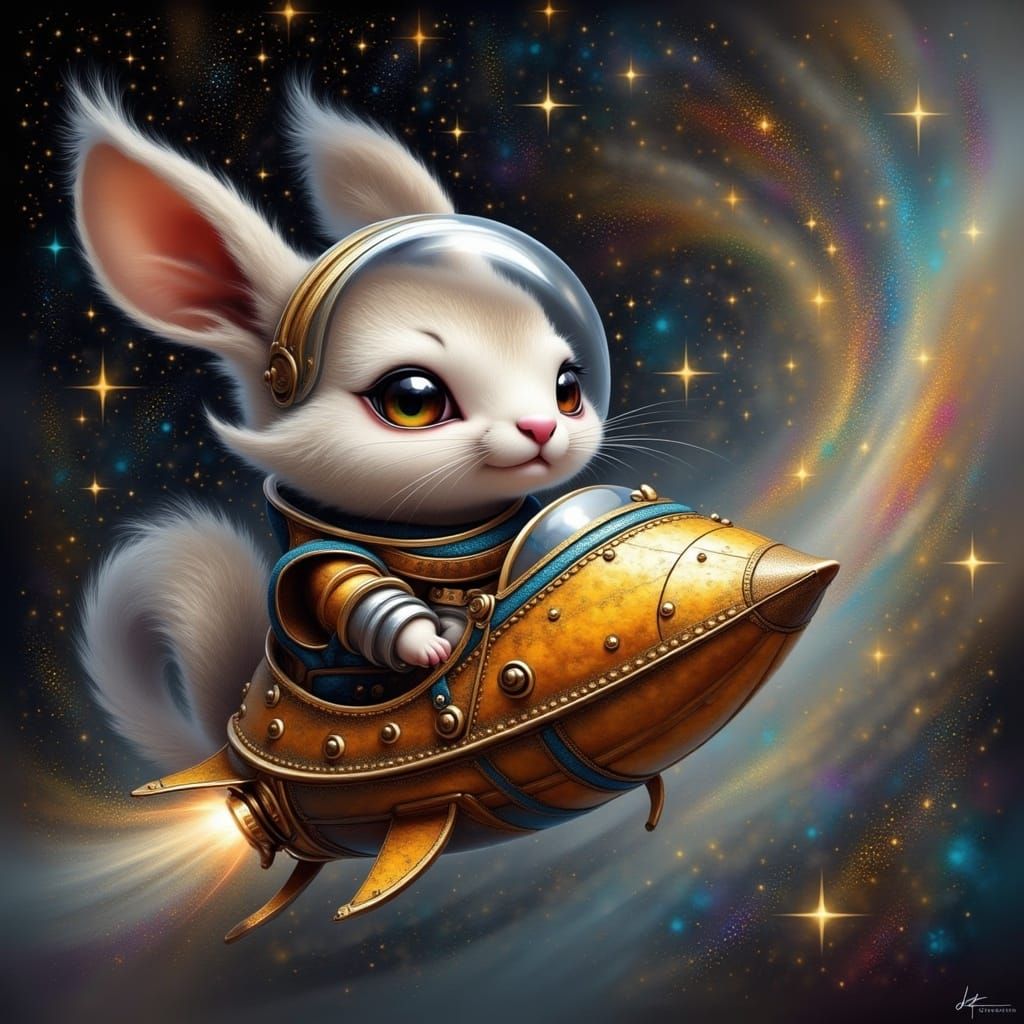 Cosmic Squirrel Adventure in Vibrant Space