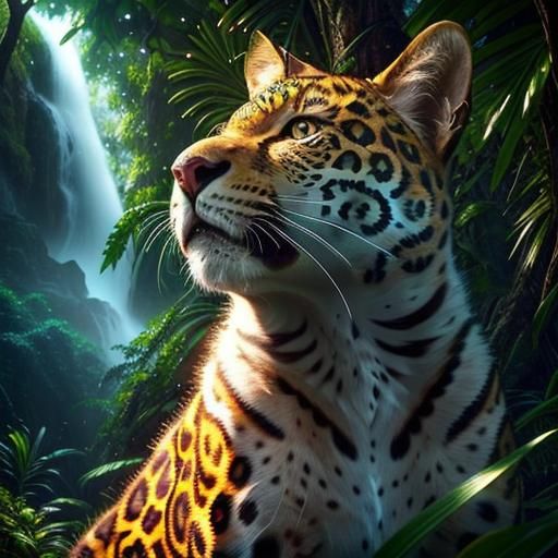 Intricately Detailed Jungle Jaguar in Fantasy Style