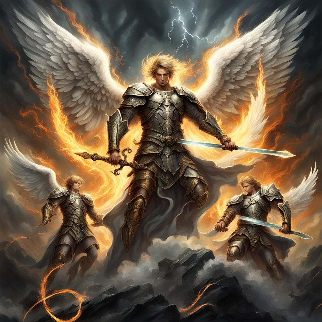 Angels of Fire and Thunder with Swords