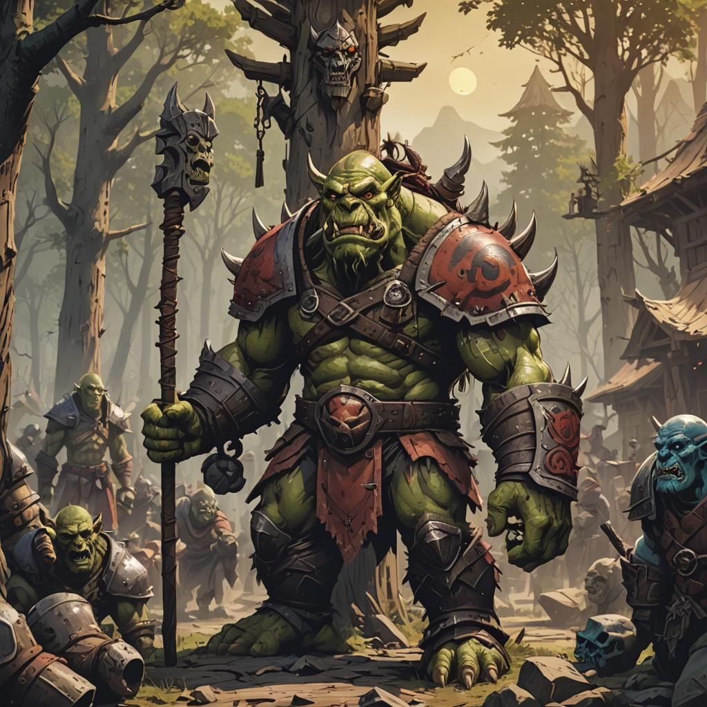 Orc Totem in Medieval War Camp: Anime Style