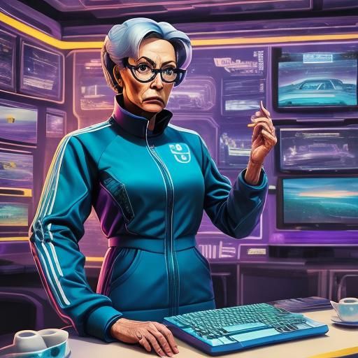 Grandma Sally Tracy in Retro Comic Style