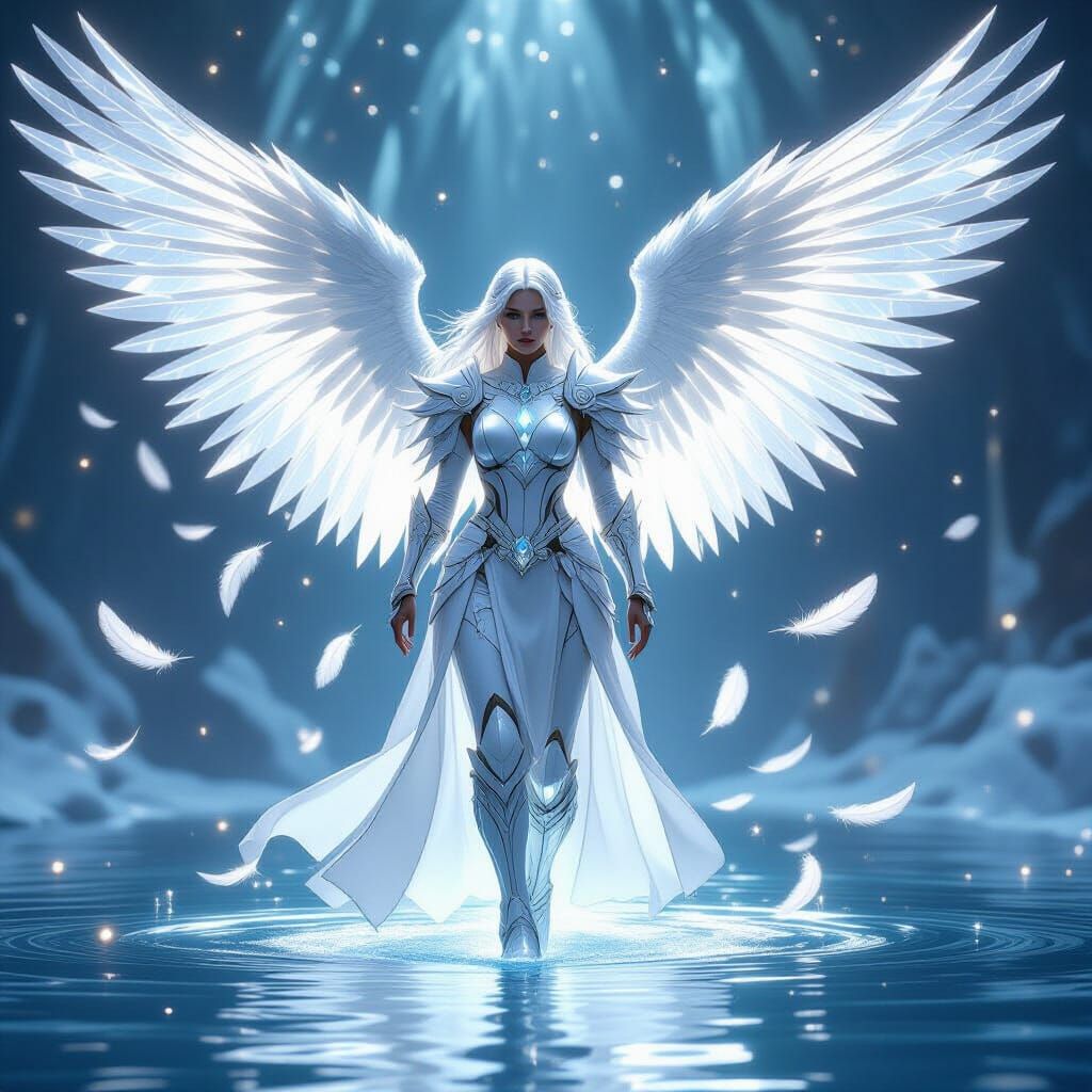 Majestic Angel in Prism Armor on Water