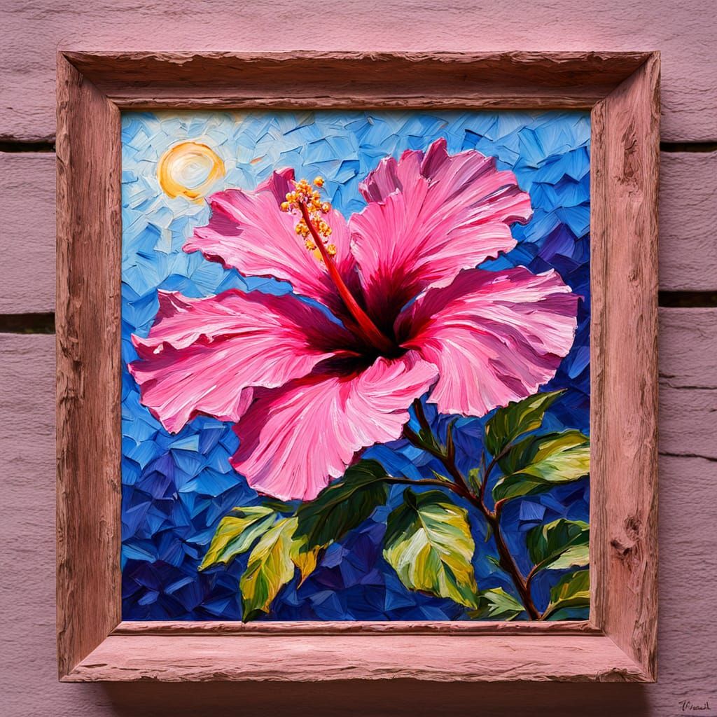 Impasto Hibiscus Flowers with Palette Knife