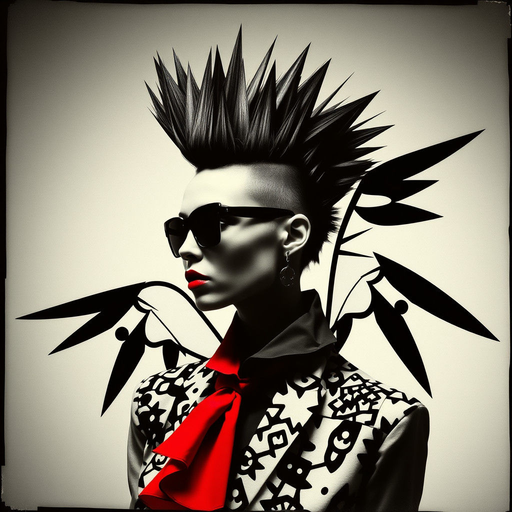 Geometric Winged Model in Dada Photogram Style