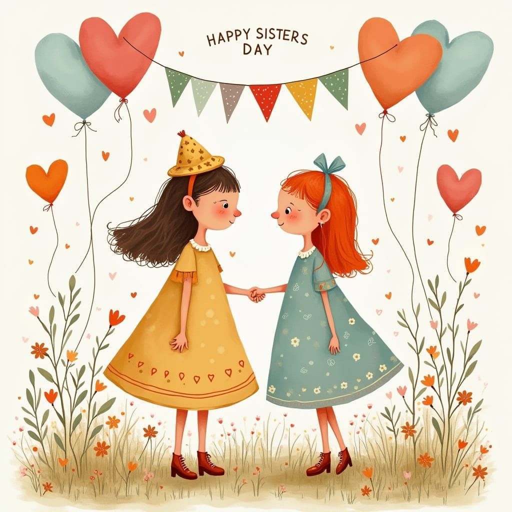 Sisters Day Celebration with Balloons and Cards