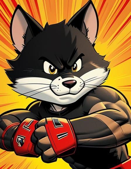 Heroic Cartoon Mouse Standing Tall in Sunny Skies