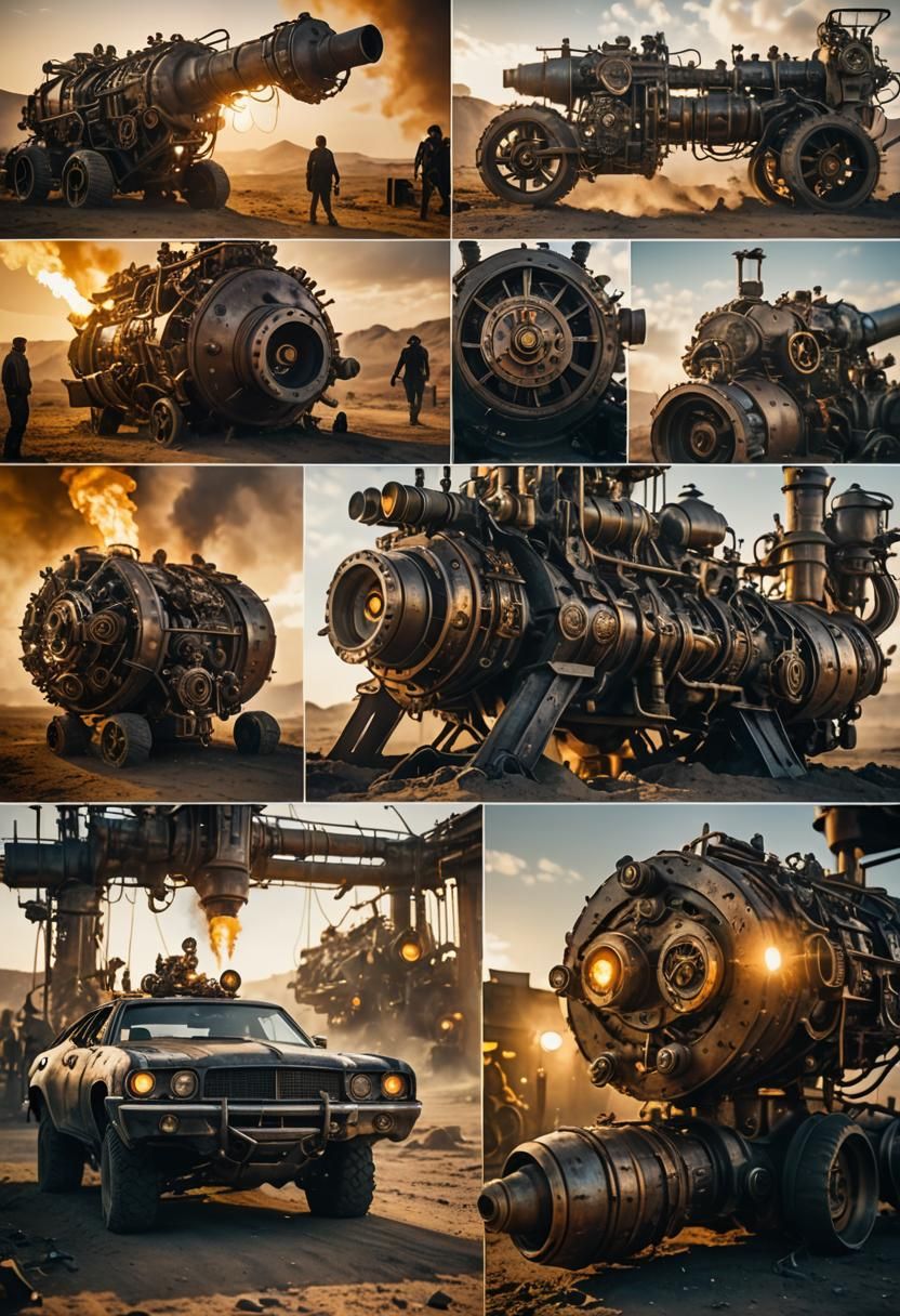 Mad Max Steampunk Engine in Cyberpunk Style