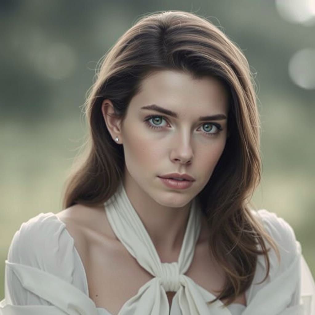 Elegant Portrait of a Woman in a Dreamlike Landscape