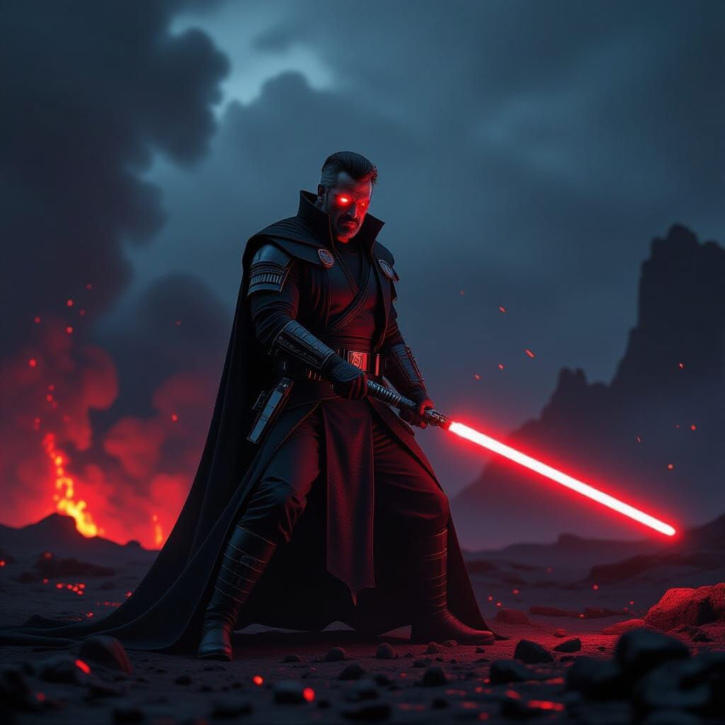 Ash Williams as Sith Lord on Volcanic Planet