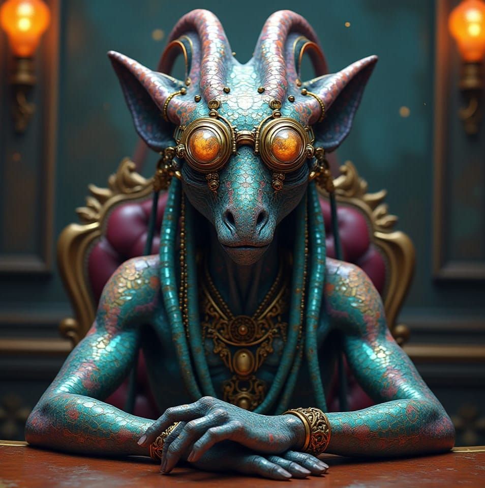 Mystical Steampunk Alien in Office Attire