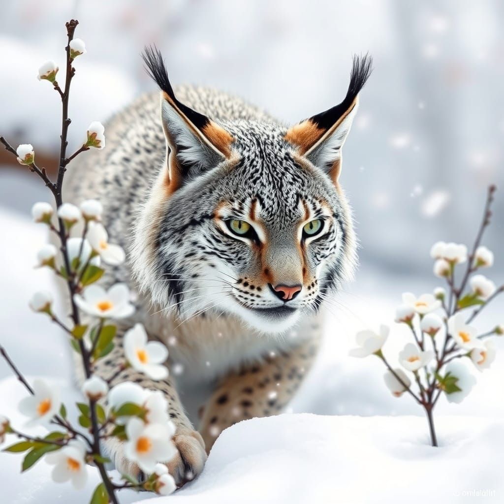 Lynx in Vibrant Spring Bloom