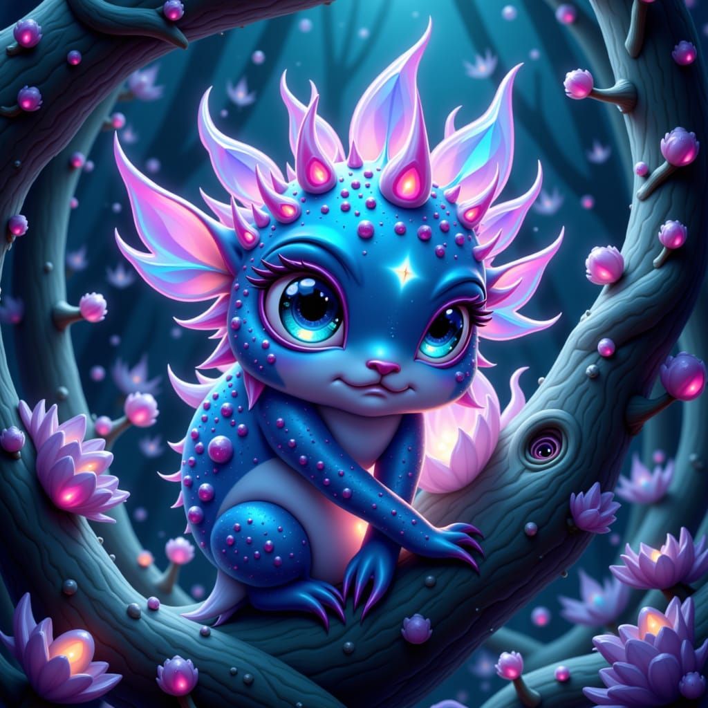 Bioluminescent Creature in Lush Alien Forest