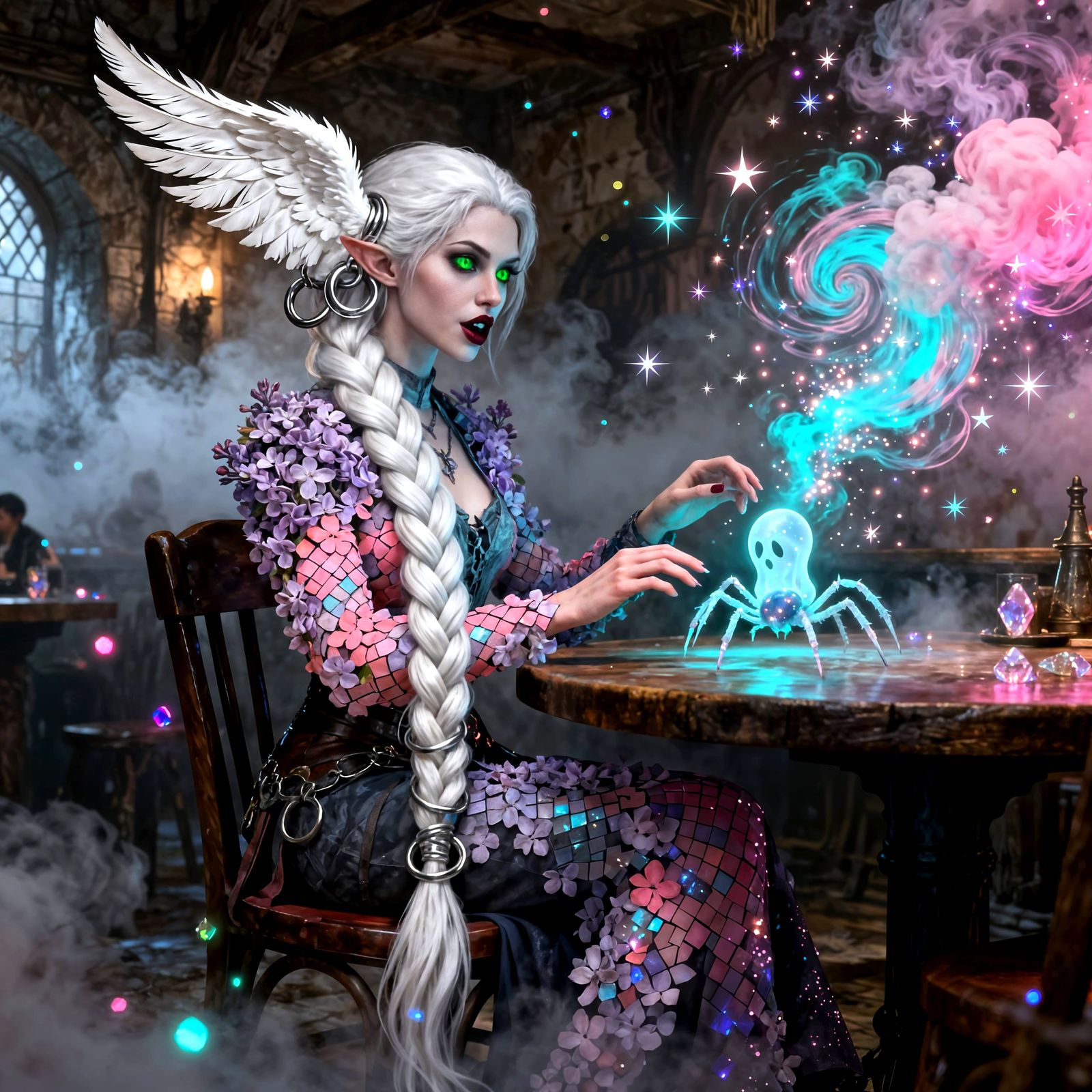 Vampire Sorceress with Hippogriff Feather Braid