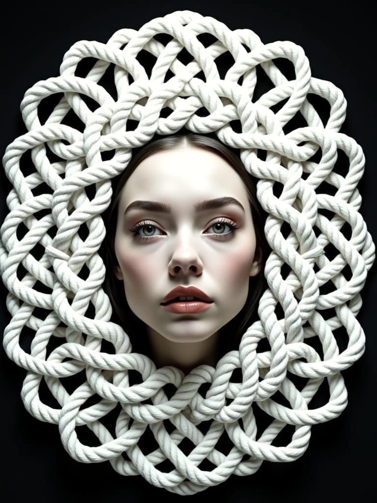 Hauntingly Beautiful Woman Portrait with Shadow Weave