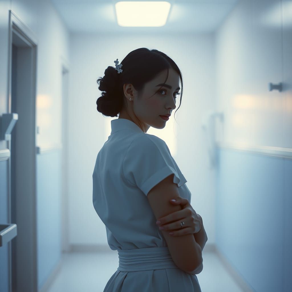 Beautiful Nurse with Syringe in Cinematic Lighting