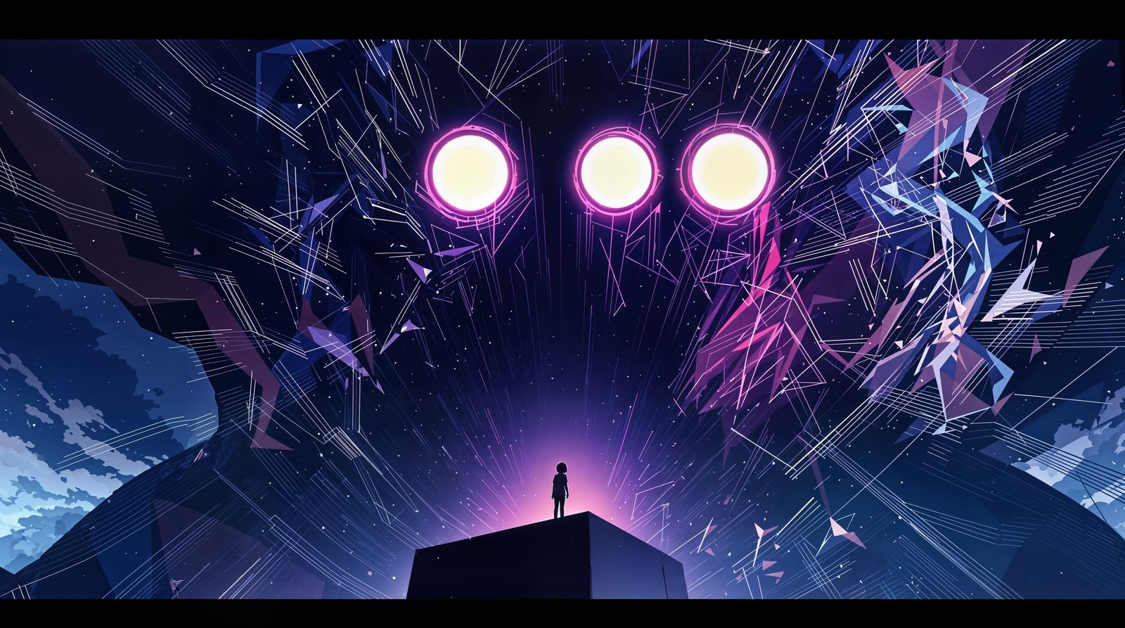 Surreal Anime Goddess Observes Tiny Human from Etheric Realm