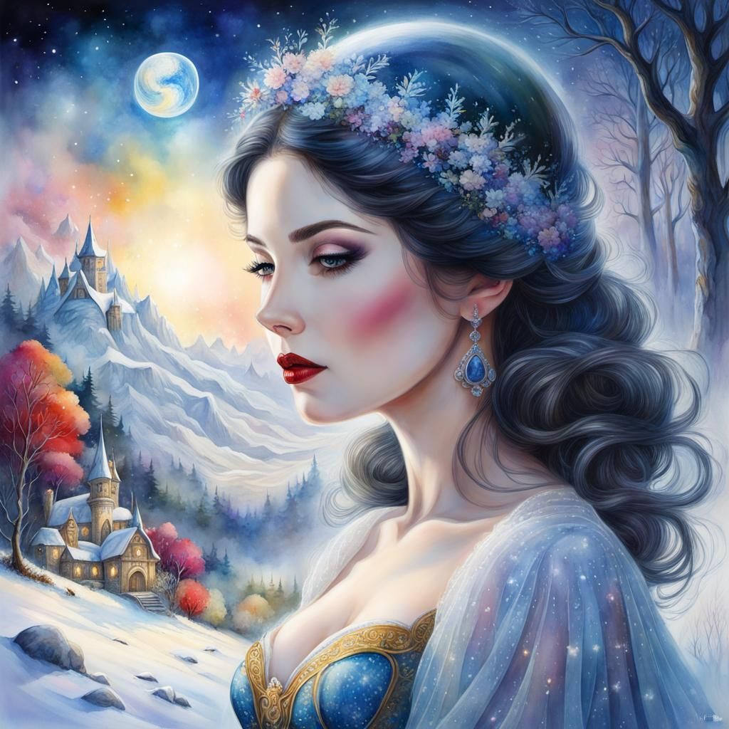 Beautiful Snow White Double exposure