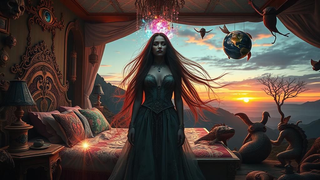 Squarepants Woman in Surreal Bio Art Simulation