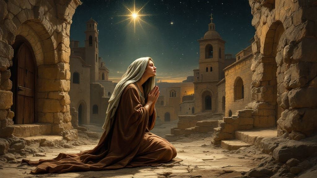 Mary Magdalene Kneeling in Prayer in Bethlehem