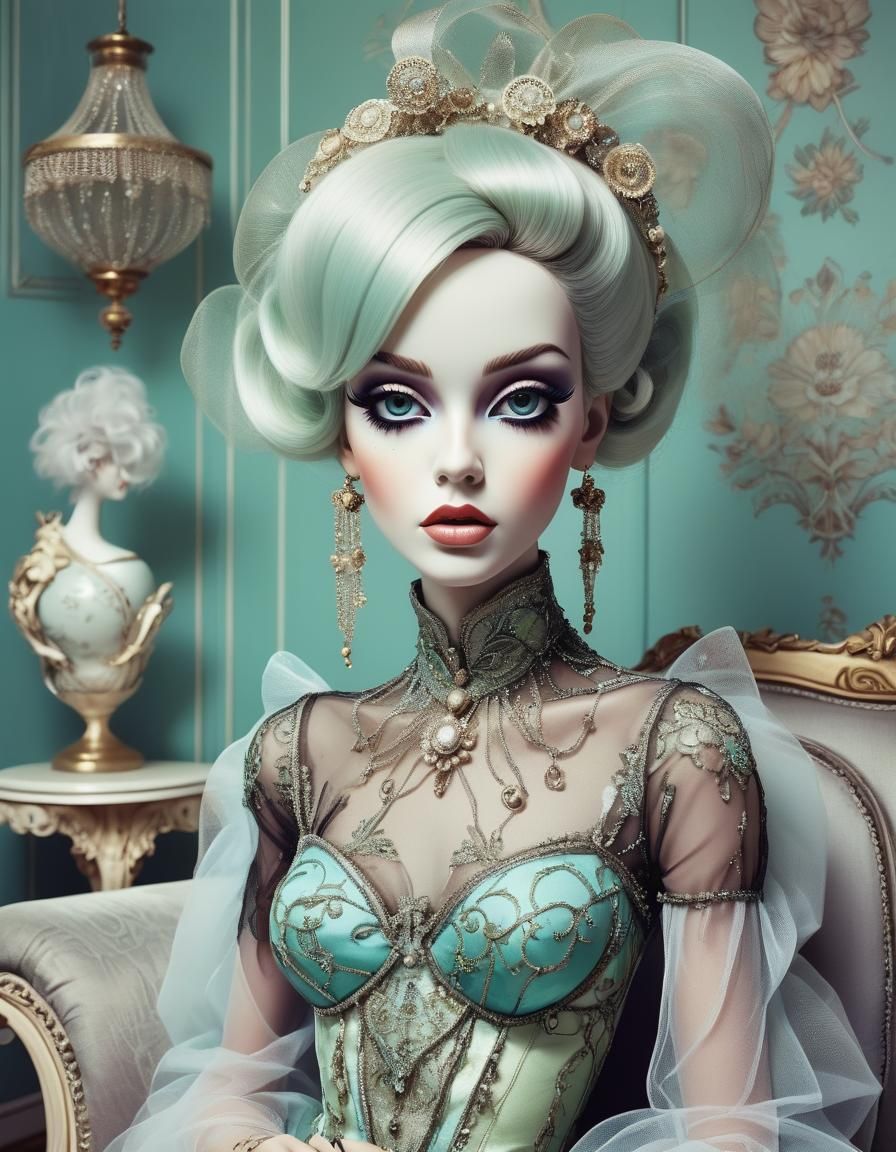 Android Dolls in Sixties Loungeroom Photoillustration