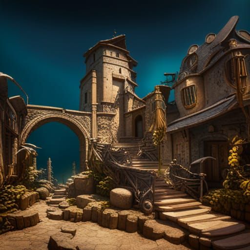 Underwater Mediterranean Village of Sea Snakes