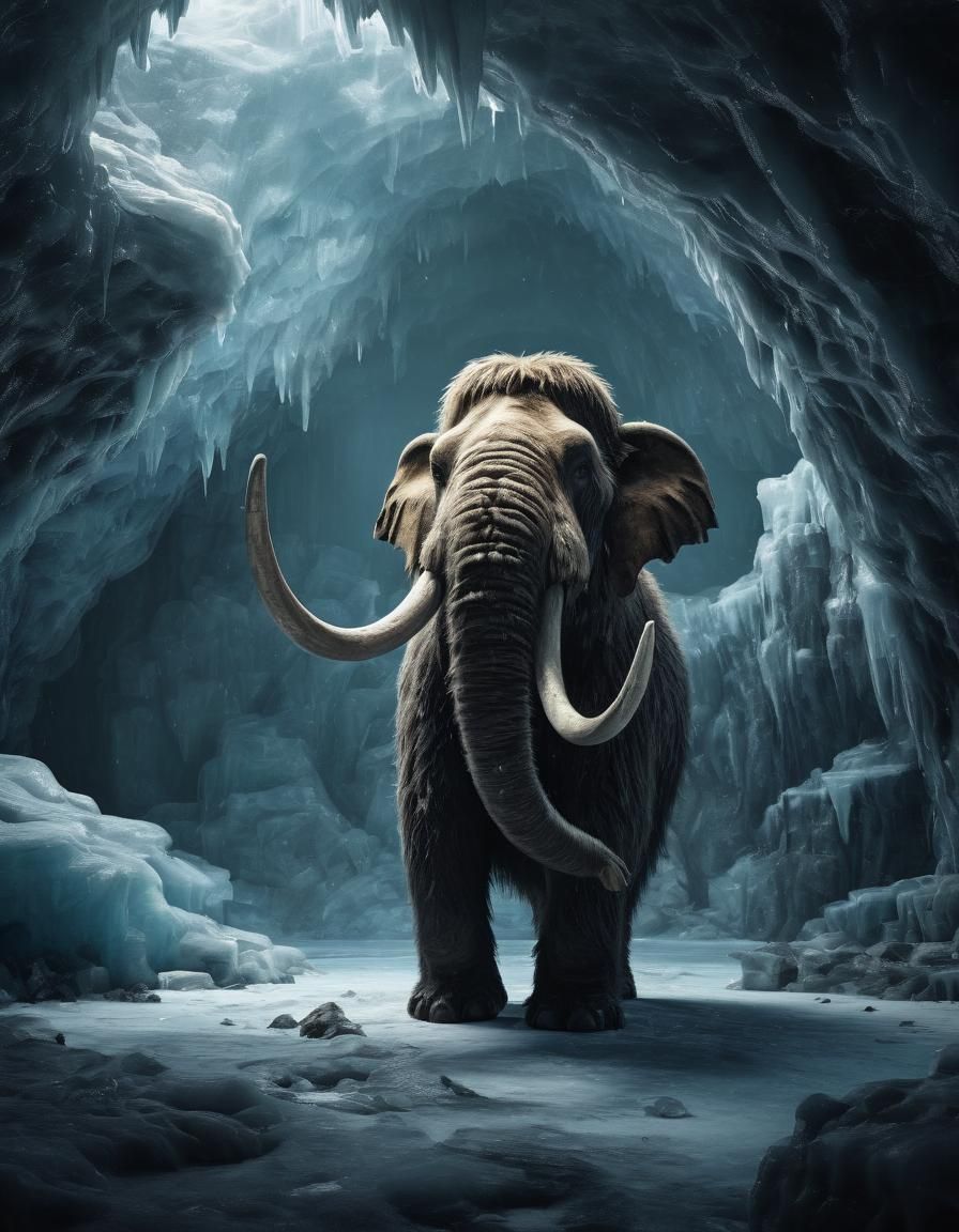Fluffy Mammoth in Ice Cave, High Detail