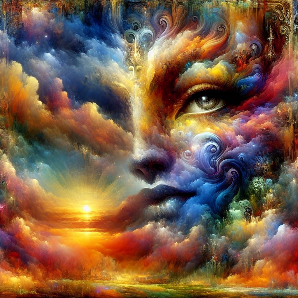 Deity Emerges in Morning Sky: A Matte Painting