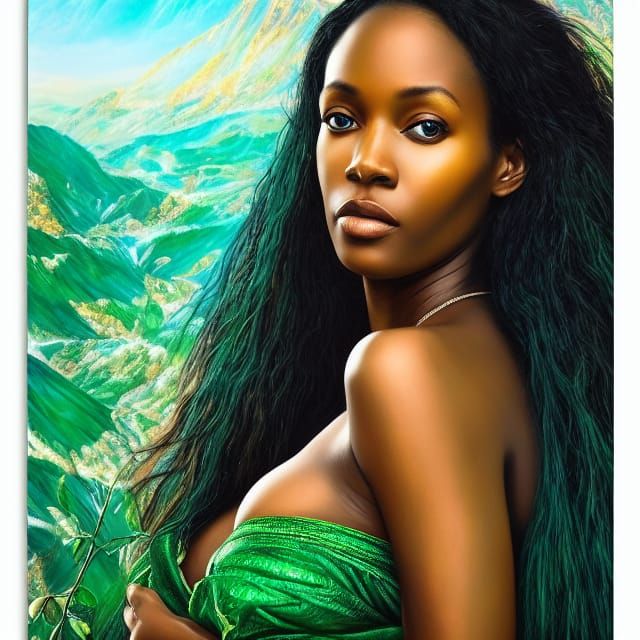 Ethereal Emerald Woman in Fantasy Matte Painting