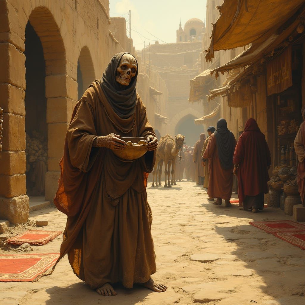 Pilgrim in Arab Marketplace: 19th Century Academic Style