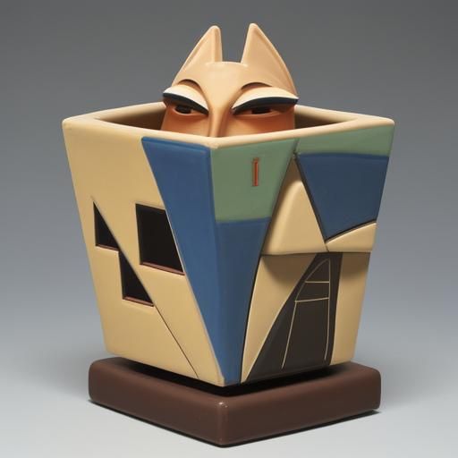 Cubist Painting of Eccentric Clay Pottery