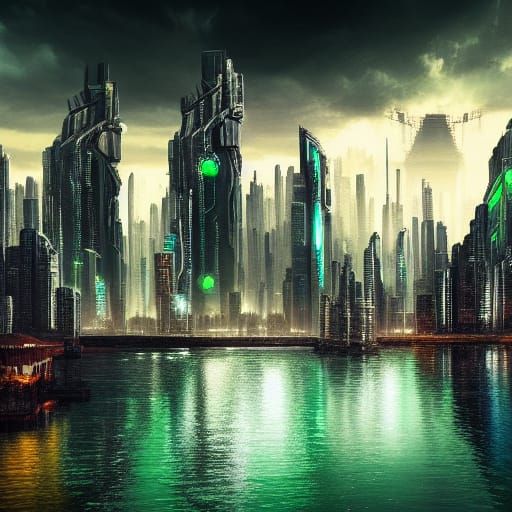 Cyberpunk City Rivers