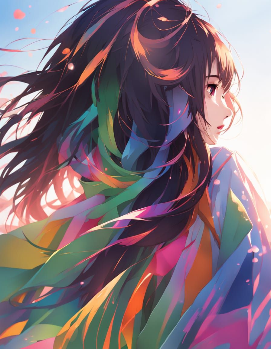 Anime Portrait of a Young Woman in Soft Pastel Colors