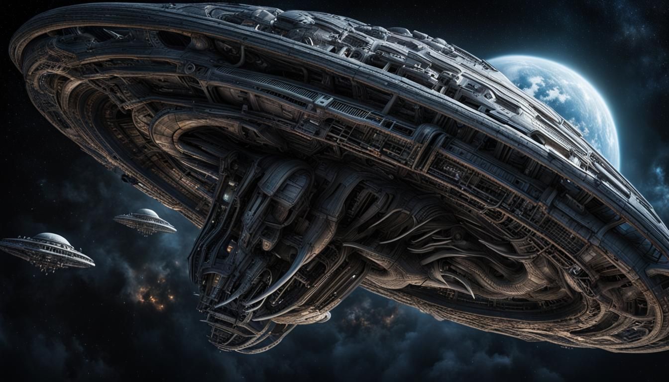 Gigeresque Starship Emerges From Black Hole