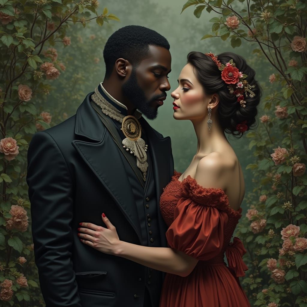 Othello and Desdemona in a Lush Garden