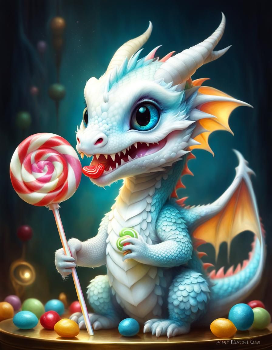 Dragon eating candy
