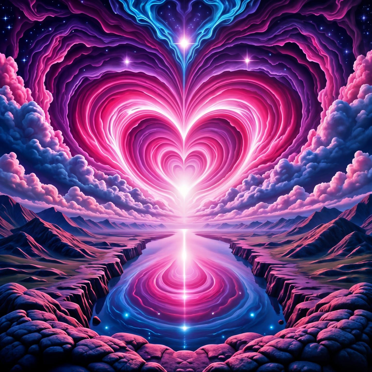 Psychedelic Landscape of Love and Stars